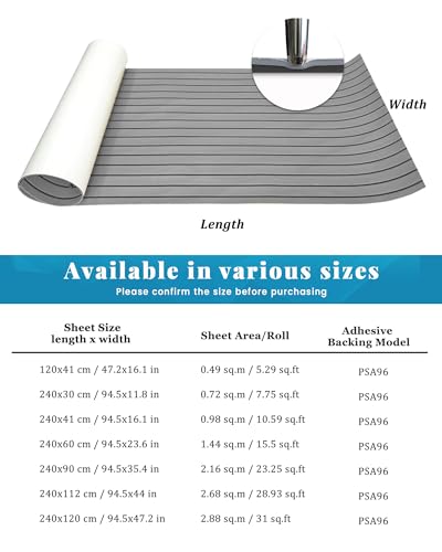 Image of KXKZREN Boat Flooring EVA Foam Decking Sheet Faux Teak Marine Mat Non-Slip Boat Carpet Self-Adhesive Flooring for Jon Boats Motorboat RV Yacht Kayak Swim Platform