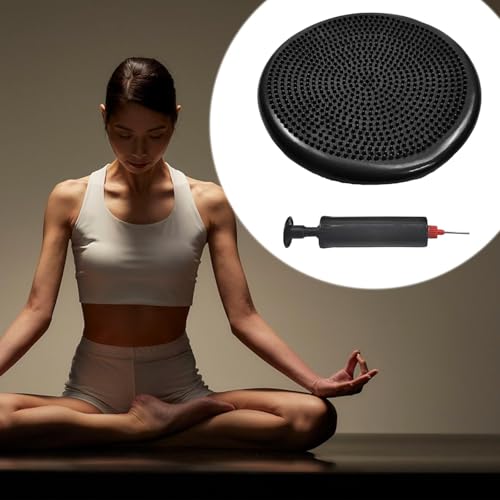 Balance Mat Flat Pad Wobble Cushion Stability Yoga Mat for Yoga Gymnastics Adults Sports, Black4