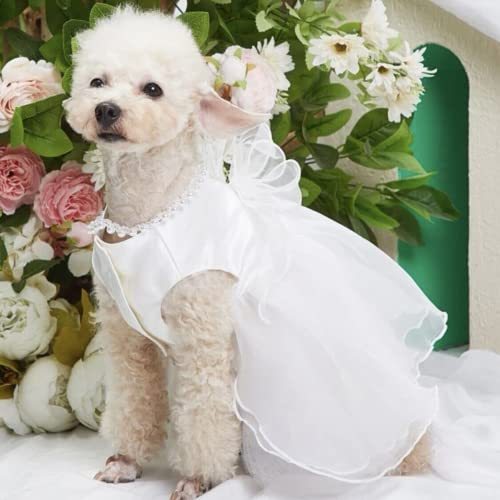 Weißes Hunde-Hochzeitskleid, Brautkleid, Hochzeitskostüm, Welpen, Prinzessinnenkleider für kleine Hunde, luxuriöse Hundekleidung, Zwergspitz, Chihuahua (weiß, XS)