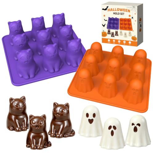 3D Halloween Ghost Silicone Molds 2 Pack, 9 Cavity Chocolate Candy Molds - image 1