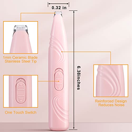 Leyoufu Dog Paw Trimmer Dog Grooming Clippers Cats Hair Trimmer For Cat Dog Low Noise Not Scare Pet For Trimming Dog's Hair Around Paws Eyes Ears Face Rump Uses Two Dry Batteries (Pink) #TOP4