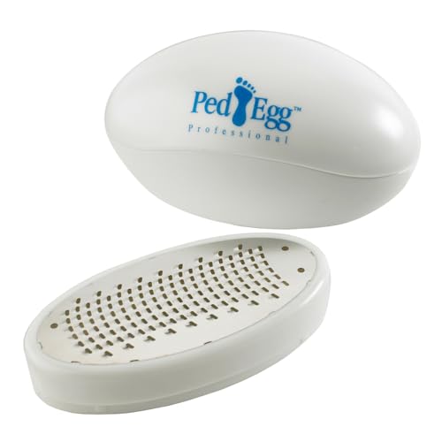 JML Ped Egg Callus Remover for Feet with 135 Precision Micro-Files - Ergonomic Foot Scraper Hard Skin Remover with Storage Compartment Emery Pads & No Mess for Smooth Heels & Toes at Home White