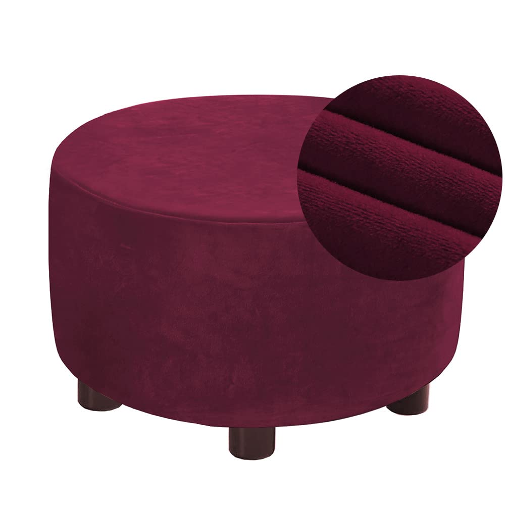 Copri Sgabello Rotondo In Velluto Elasticizzato Nero - Fodera Di Lusso Per Pouf E Ottomani, Morbida E Lavabile (95-99cm)