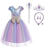 HenzWorld Little Girls Clothes Dresses Outfits Unicorn Costume Princess Dress Up Rainbow Tutu Birthday Party Halloween Cosplay Jewelry Accessories Kids 4T Age 3-4 Years Old