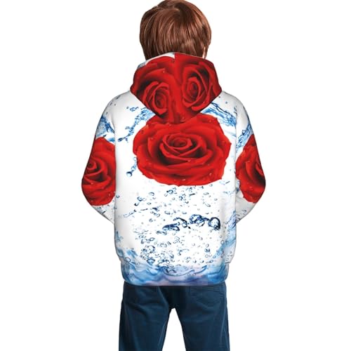 Red Rose In The Water Boy, Girls Sports Shirt Youth Pullover Fashion Hooded Sweatshirt2