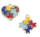 JGFinds Autism Awareness Charm Pendants 10 Pack, Enamel Jigsaw Puzzle Piece