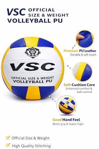 Image of Official Size Volleyball Ball for Indoor Outdoor Training Match Beach PlayDurable Volleyball for Outdoor Indoor Training Match Practice Play (with Pump)