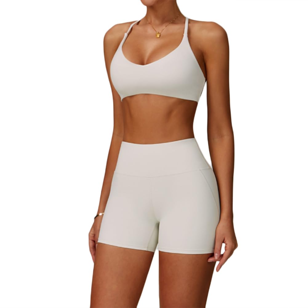JPXJGT Sports Outfit Active Yoga Wear Workout Sportswear Gym Fitness Sets for Women(Size:M,Color:Apricot 2)