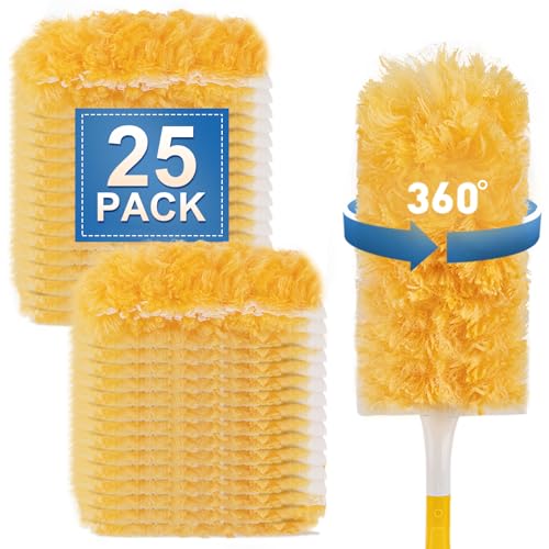 Heavy Duty Duster Refills Unscented Disposable Dusters Kit for Cleaning Dusting Furniture Blind Ceiling Fan Multi Surface 360 Feather Duster(25)