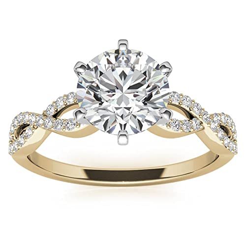 Twisting Infinity Moissanite Engagement Rings for Women, 1.0 CT Round Cut Moissanite Wedding Ring, Customize Name Engraving