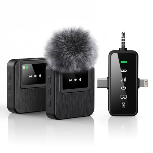 3-in-1 Professional Mini Microphone for iPhone, Android, Camera- 328ft Range, 20H Battery, Wireless...