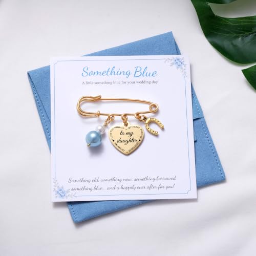 Image of MIXJOY Something Blue Gift for Bride, Wedding Day Bridal Blue Pearl Angel Wings Bouquet Garter Charm for Bride to Be