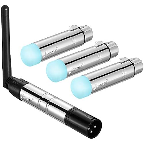 Donner Wireless DMX DMX512 Dfi DJ 2.4G DMX Wireless 3 Receivers with Tricolor LED Indicators & 1 Transmitter LED Lighting Control for LED Stage Disco Party Bar Lighting 4pcs