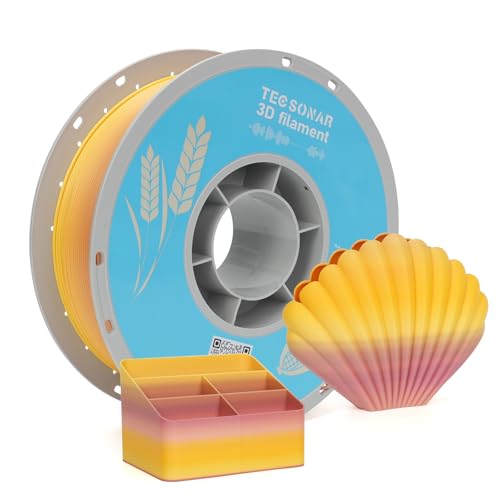 TECSONAR Matte Rainbow PLA 3D Printer Filament, 1KG Spool(2.2lbs) 1.75mm PLA Fast Color Change 3D Printing Material, Multicolor PLA,Gradient Filament for Most FDM 3D Printers,Matte Red Yellow