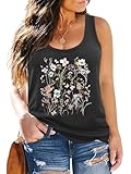 MK Shop Limited Plus Size Vintage Flower Graphic Tank Tops Women Summer Classic Sleeveless Cute O-Neck Loose Fit Shirt Tank