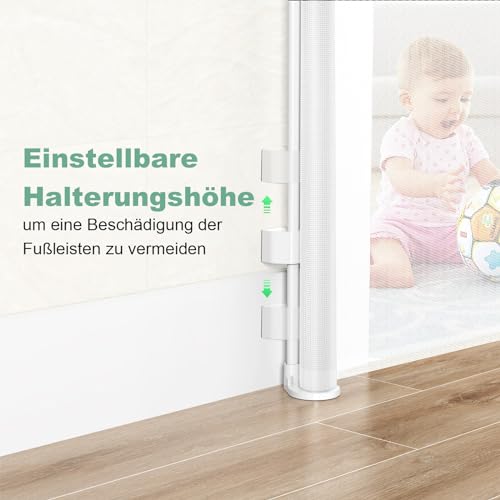 Treppenschutzgitter Ausziehbar Ohne Bohren Türschutzgitter für Babys, Babygitter & Hundegitter,140 cm Breite, 80 cm Höhe, Türschutzgitter für Treppe/Türen/Korridore/im Freien