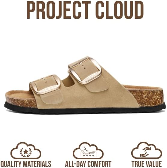 Project Cloud 100% Genuine Leather Flat Sandals for Women 2026 Comfortable Beach Essentials Womens Sandals Memory Foam Vacation Essentials Slides for Women Footwear (Santorini) - Image 4