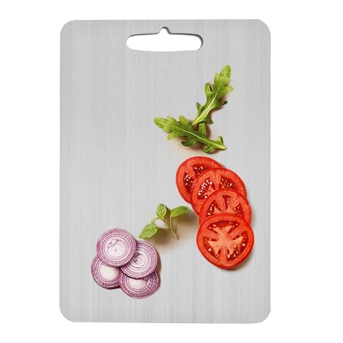 Tablero de corte de titanio puro, Tableros de corte de titanio para cocina - Tablero de picado | Estera de corte de acero inoxidable reversible reversible reversible resistente a los arañazos ligera