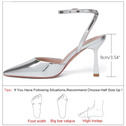 Image of Susanny Heels for Women Stiletto Closed Pointed Toe Backless Dress Shoes High Heels Sexy Kitten Pumps Wedding Guest Party Dance Prom Dressy Comfort Shoes