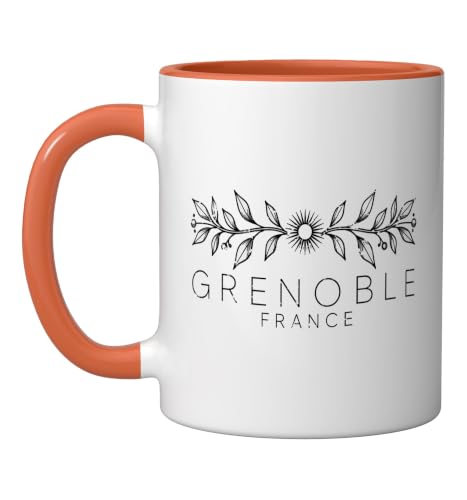 Grenoble France Bohemian - Grenoble France Ceramic Mug, Orange/White, 11oz