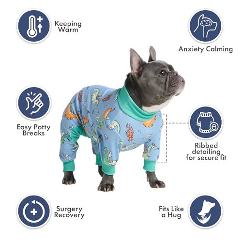 Image of Spark Paws Dog Pajama, Dog Recovery Suit Male, Onesie, Ultra-Soft and 4-Way Stretch, for Small Medium and Large Breeds - Dragons - M