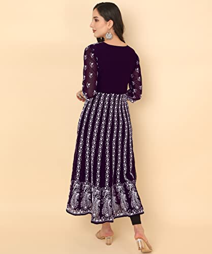 Women's Georgette Chikankari Embroidered Anarkali Kurta4