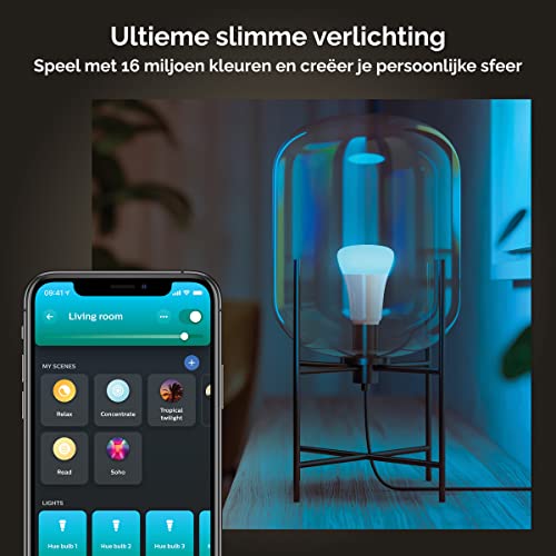 Philips Hue starterkit - wit en gekleurd licht E27, 800LM, 1 smart button, 2 lampen - Image 4
