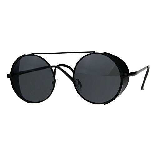 Steampunk Side Cover Sunglasses Round Metal Flat Top Bridge UV 400