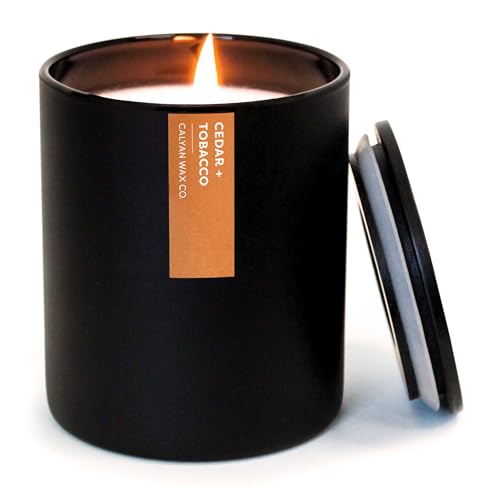 Calyan Wax Co. Soy Wax Candle, Cedar + Tobacco Scented Candle, 75...