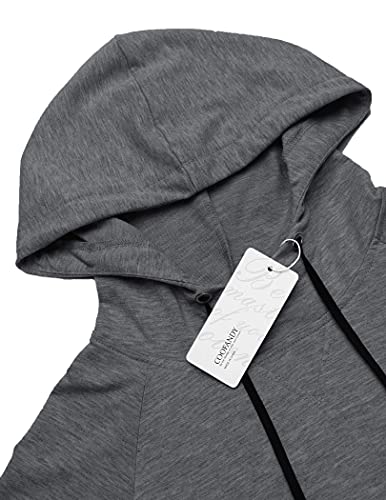Coofandy Men's Athletic Hoodies Pullover Short Sleeve Lightweight Sport Sweatshirt Cotton Gym Sweatshirt Hooded T-Shirts Dark Grey #TOP4