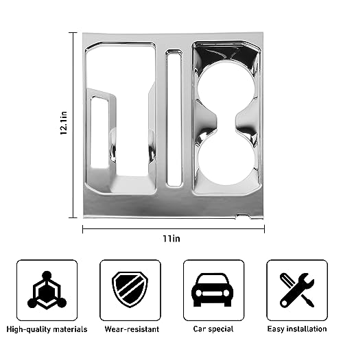 Linskip Center Console Gear Shift Panel Trim Compatible with Ford F150 2021 2022 2023, for F-150 Cup Holder Decor Cover, Chrome Interior Accessories by Linskip - Used condition - Image 3