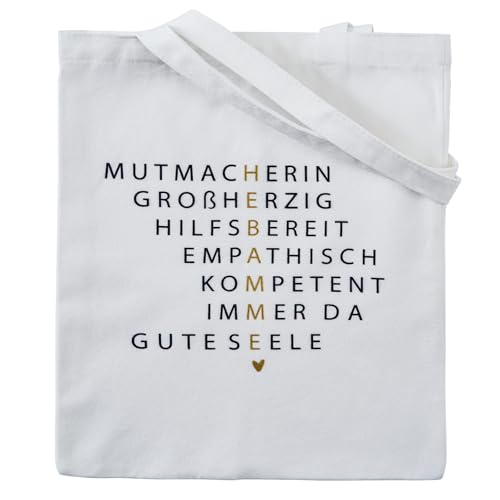 RF&CM Jutebag - Hebamme mit Herz | Dankeschön-Geschenk Hebamme | Abschiedsgeschenk Hebamme | Canvas Tasche bedruckt