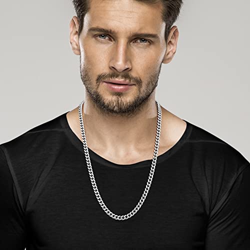 Image of Miabella Italian Heavy 925 Sterling Silver Thick 3.2mm, 5mm, 7mm Curb Cuban Link Chain Necklace for Men Made in Italy