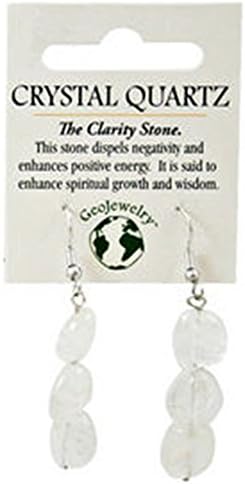 Natural Gemstone Crystal Quartz Triple Nugget Earrings