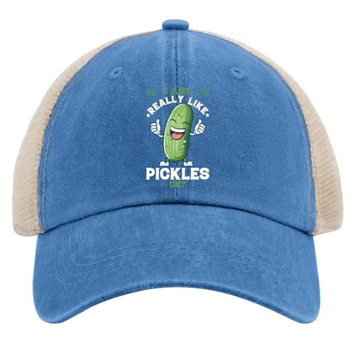 I Just Really Like Pickles Ok Hats for Mens Baseball Caps Trendy Washed Ball Cap Cotton Lake Blue