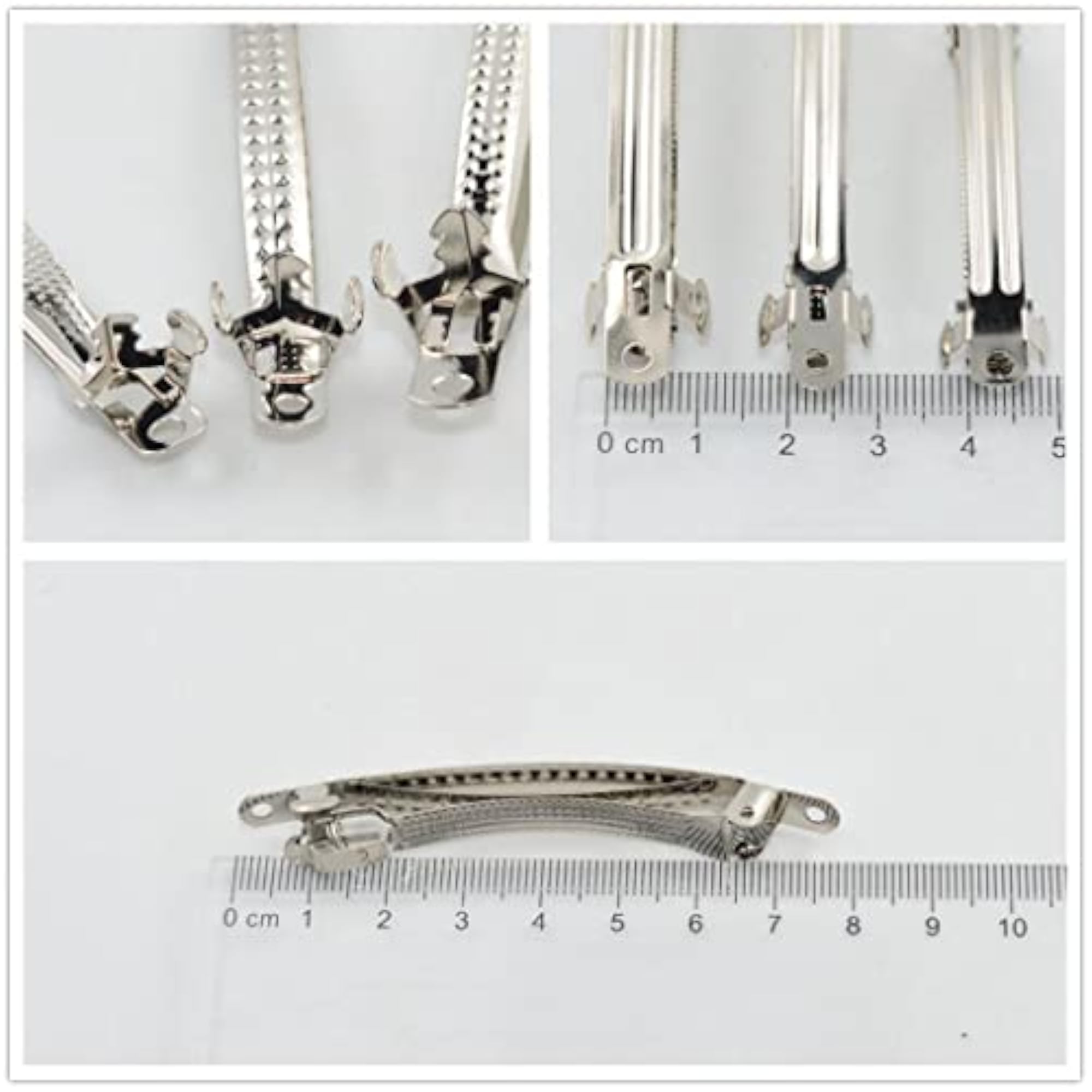 4x10pcs Silver French Style Hair Clips for DIY Craft