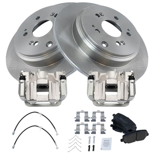 Image of TRQ Rear Brake Pad & Rotor Kit Ceramic Compatible with 2011-2017 Honda Odyssey