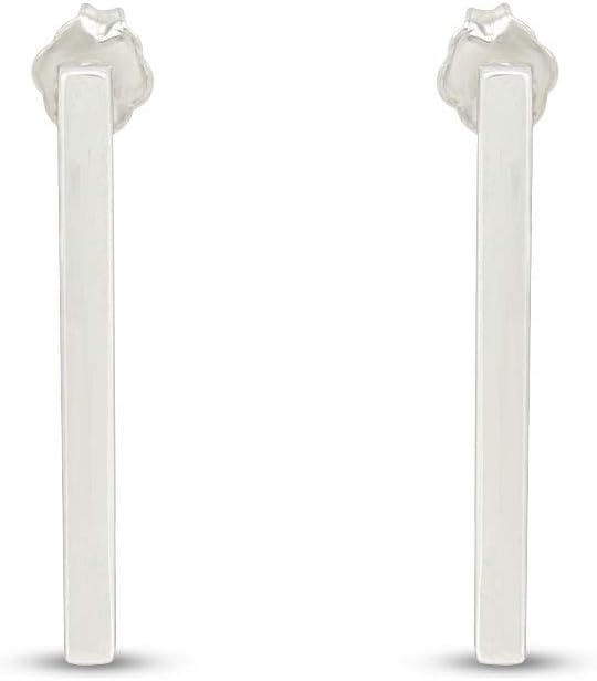 14K Gold Plated 925 Sterling Silver Post Dainty Mini Bar Stud Earrings for womens - Image 2