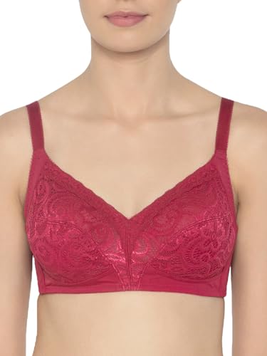 Image of Triumph Delicate Doreen Non Wired Non Padded Big Cup Bra Wireless Full Coverage Lace Everyday Women Bra Retro Support Wide Straps High Center Bridge Lingerie Pack of 1