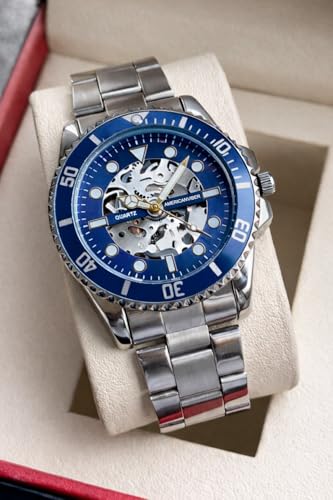 Image of AMERICANVIBER Luxury Diver Watch with Green Dial, Stainless Steel Band, Date Display, Quartz Movement