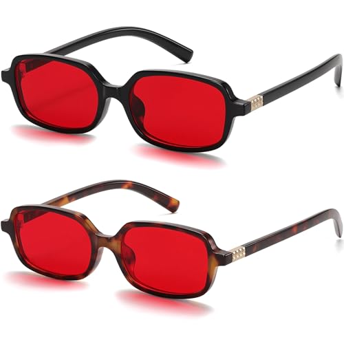 LIKSMU Blue Light Blocking Glasses for Woman Men Blue Light Blocker Sleep Eyewear Trendy Rectangle Small Eyeglasses, 2pack, Black Frame Red Lens &Tortoise Frame Red Lens