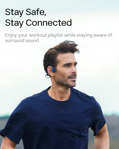 Image of SHOKZ OpenRun, Bone Conduction Headphones,Open-Ear Bluetooth Wireless Sport Headphones for Running & Workout,Sweat Resistant, Long 8H Playtime,Mic,Hair Band-Standard-Blue (Pack of 2)