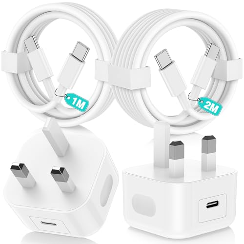 2Pack USB C Charger for iPhone 16 17 15 Pro Max,[Apple MFi Certified]20W Fast Charger Plug with USB C to Type C Cable 1M/2M for iPhone 17 Air/16 15 Plus/17 16 15 Pro/iPad Pro/ Air,UK Wall Power Adapte
