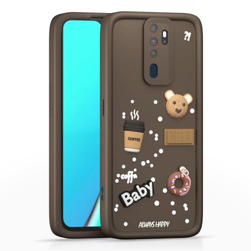 Image of Bintage Ball Bear| Donut| Milk Cake| Baby| Coffee Rubber Case Full Body & Camera Protection Back Cover Compatible for Oppo A5 2020 - Brown