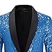 Sequin Mens Blazer Shiny Suit Disco Jacket Prom Wedding Banquet Fashion Tuxedo Lake Blue Large