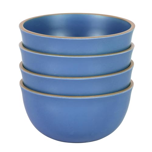 Gibson Home Rockabye Melamine Coupe Shape Cereal Bowl Set, Set of 4, 6.1-inch Height, Matte Blue, Kitchen Accessories, 136604.04