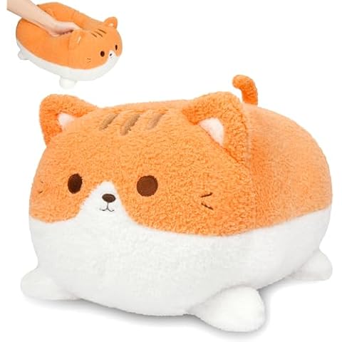 LSYDCARM 15-Inch Orange Cat Plush Pillow Cover