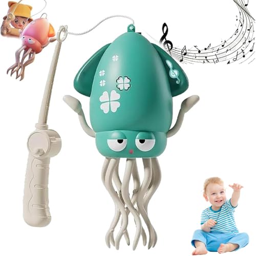 Dancing Octopus Toy, 2026 New Magic Dancing Squid Toys with Fishing Rod, Electric Crawling Musical Toy Interactive Rechargeable Tummy Time Toys for Boy Girl Birthday Gifts (Style-A)