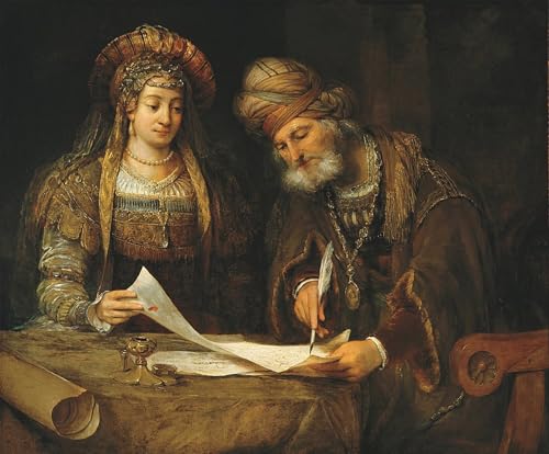 Lienzo de Ester y Mordejai para decorar tu salón con elegancia clásica 60x90cm