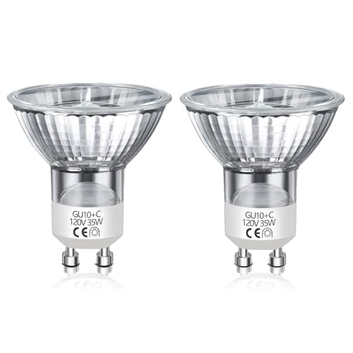 Blakapoo GU10 Halogen Bulb 35W 120V Dimmable Halogen Light Bulbs for Candle Warmer Lamp 2700K Warm White MR16 with Glass Cover for Track Lighting Range Hood Recessed Light 2 Pack